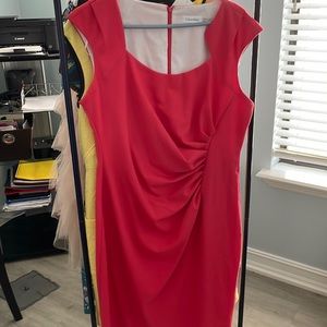 Calvin Klein pink cap sleeve ruched dress size 14